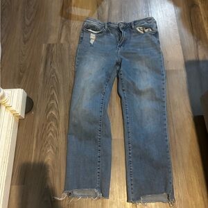 Straight-Leg Distressed Women's Jeans in Blue